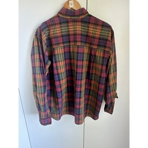 Vintage 90s Plaid Womens Button Down Shirt Size M Cotton Preppy Twee Academia - Picture 4 of 11